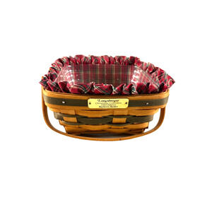 1993 Longaberger Bayberry Basket Green Trim w/Liner Vintage Christmas Collection